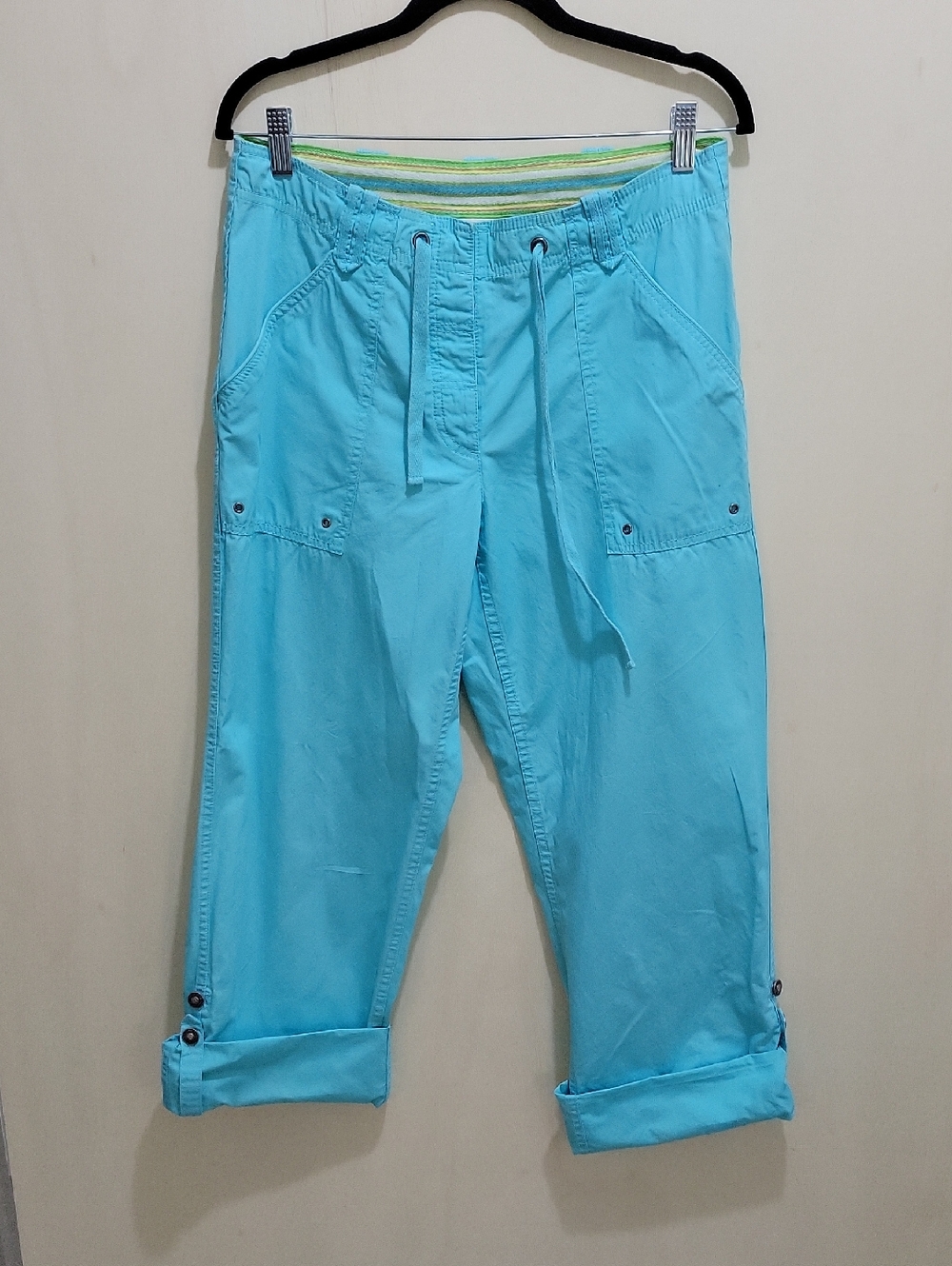 Liz Claiborne Lizwear Turquoise  Capri Pants Womens Sz 10, Cotton,  Beachy
